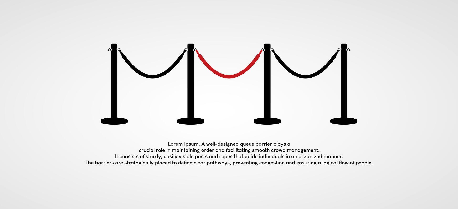 hacer cola barrera símbolo vector diseño con conectando cuerdas en blanco antecedentes