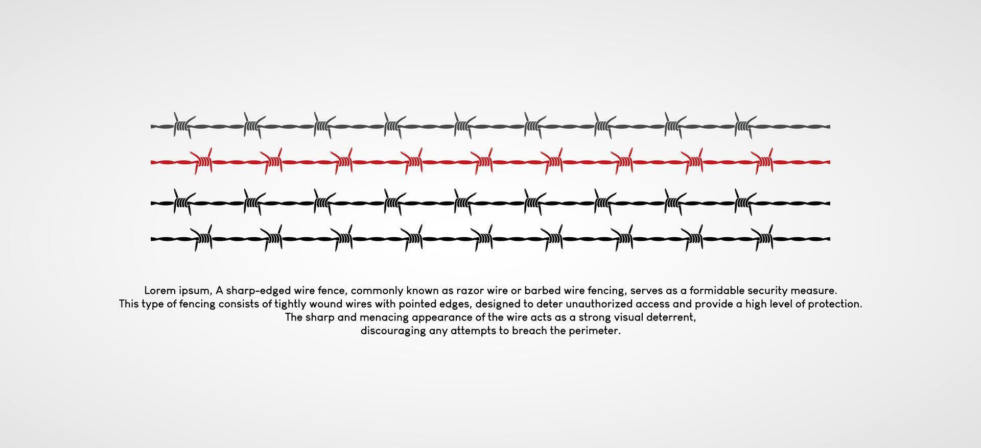 Barbed wire fence vector illustration isolated on white background