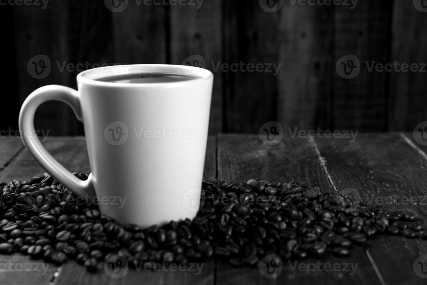 Coffee cup close vew black and white photo background, cup of tea or coffee on the table