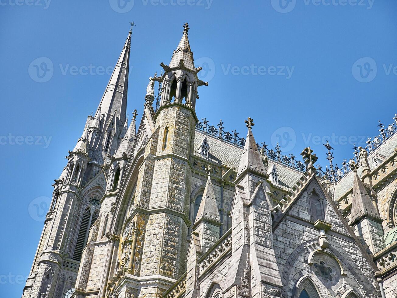 Old catholic cathedral building in Ireland. Christian church, ancient gothic architecture photo