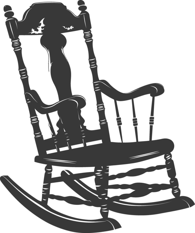 AI generated Silhouette rocking Chair black color only vector