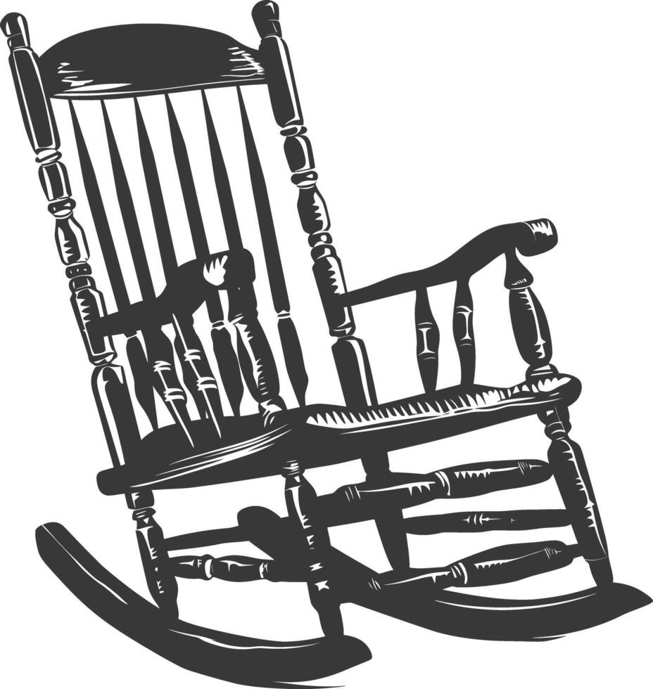 AI generated Silhouette rocking Chair black color only vector