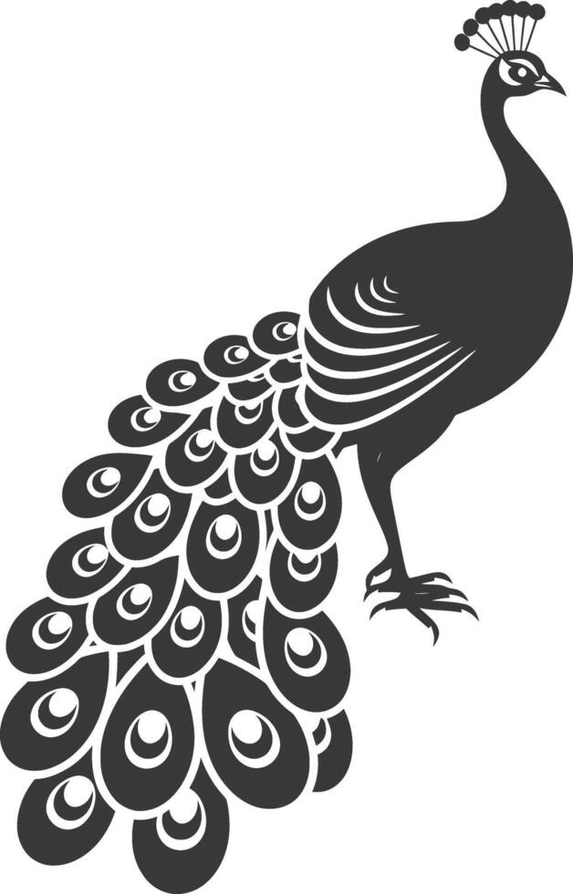 ai generado silueta pavo real aves animal negro color solamente vector