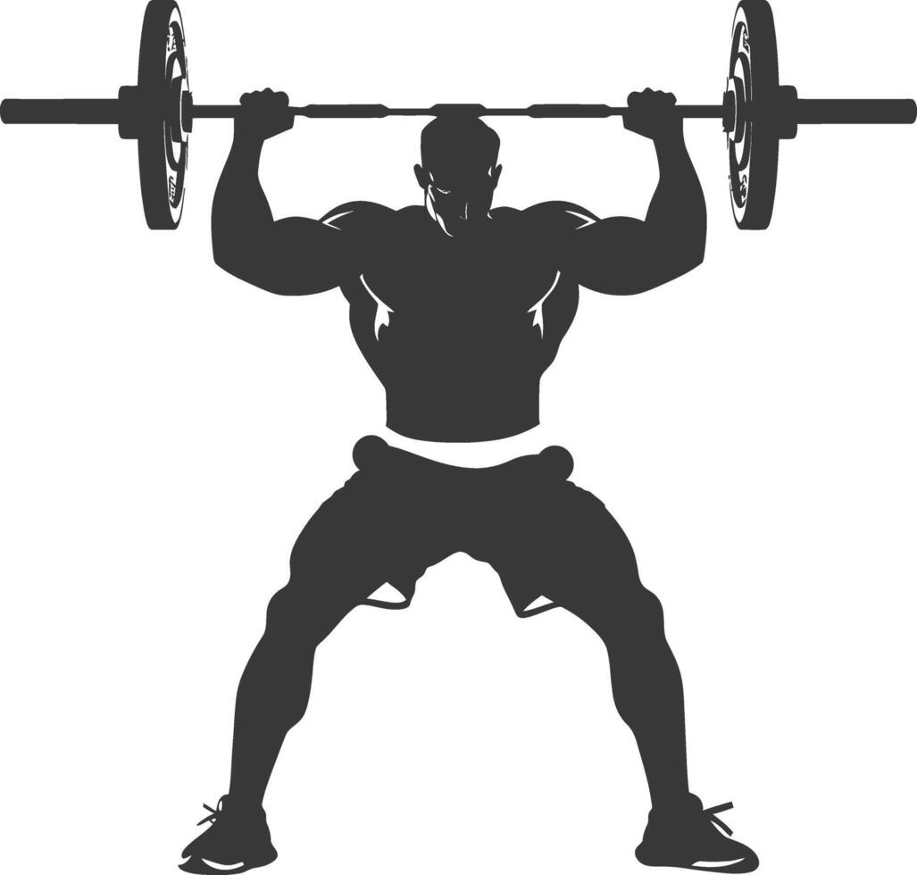 AI generated Silhouette Man weightlifting Player in action full body black color only vector