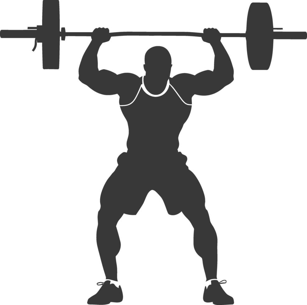 AI generated Silhouette Man weightlifting Player in action full body black color only vector