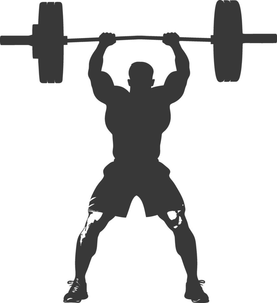 AI generated Silhouette Man weightlifting Player in action full body black color only vector