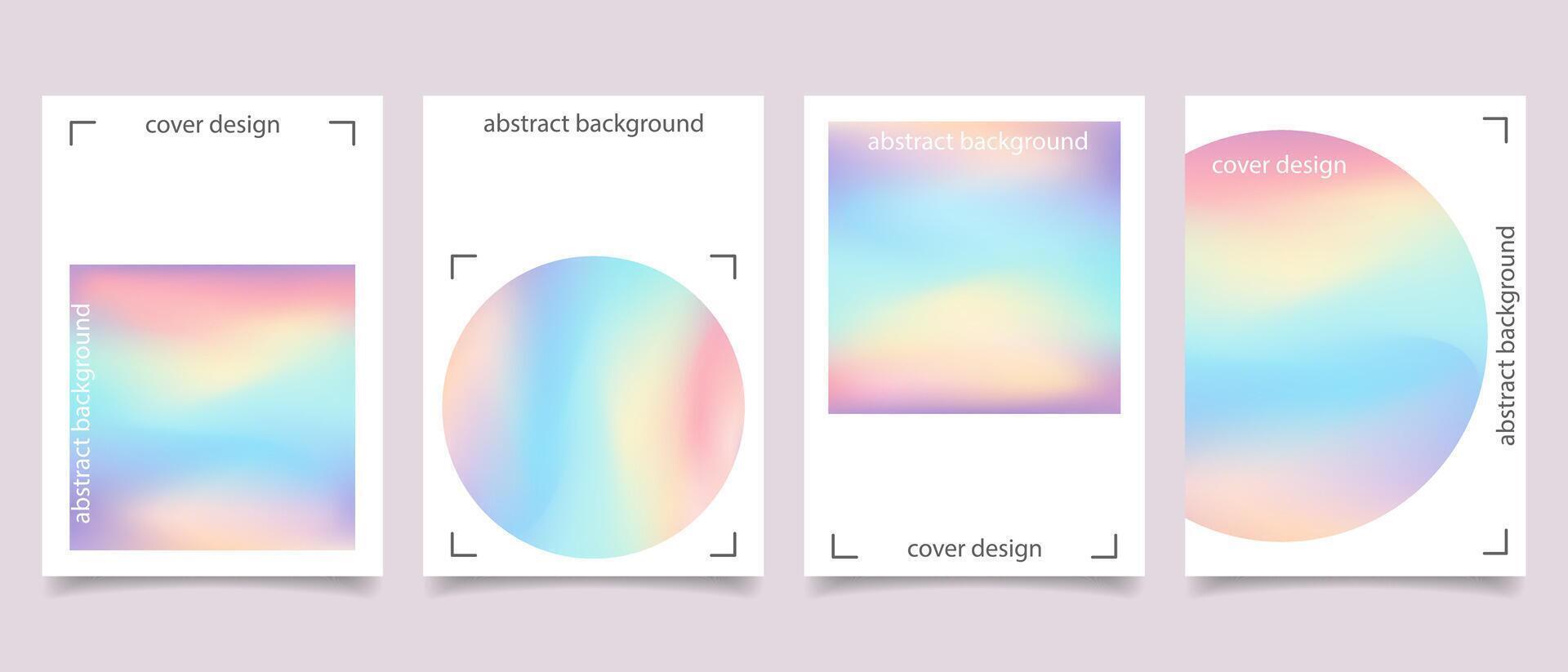 Collection of backgrounds with holographic effect. Set of cover or poster templates. Holographic Spectrum covers. Vector