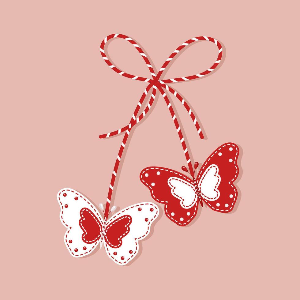 Martisor, symbol of spring. Traditional spring holiday in Romania and Moldova. Holiday card vector