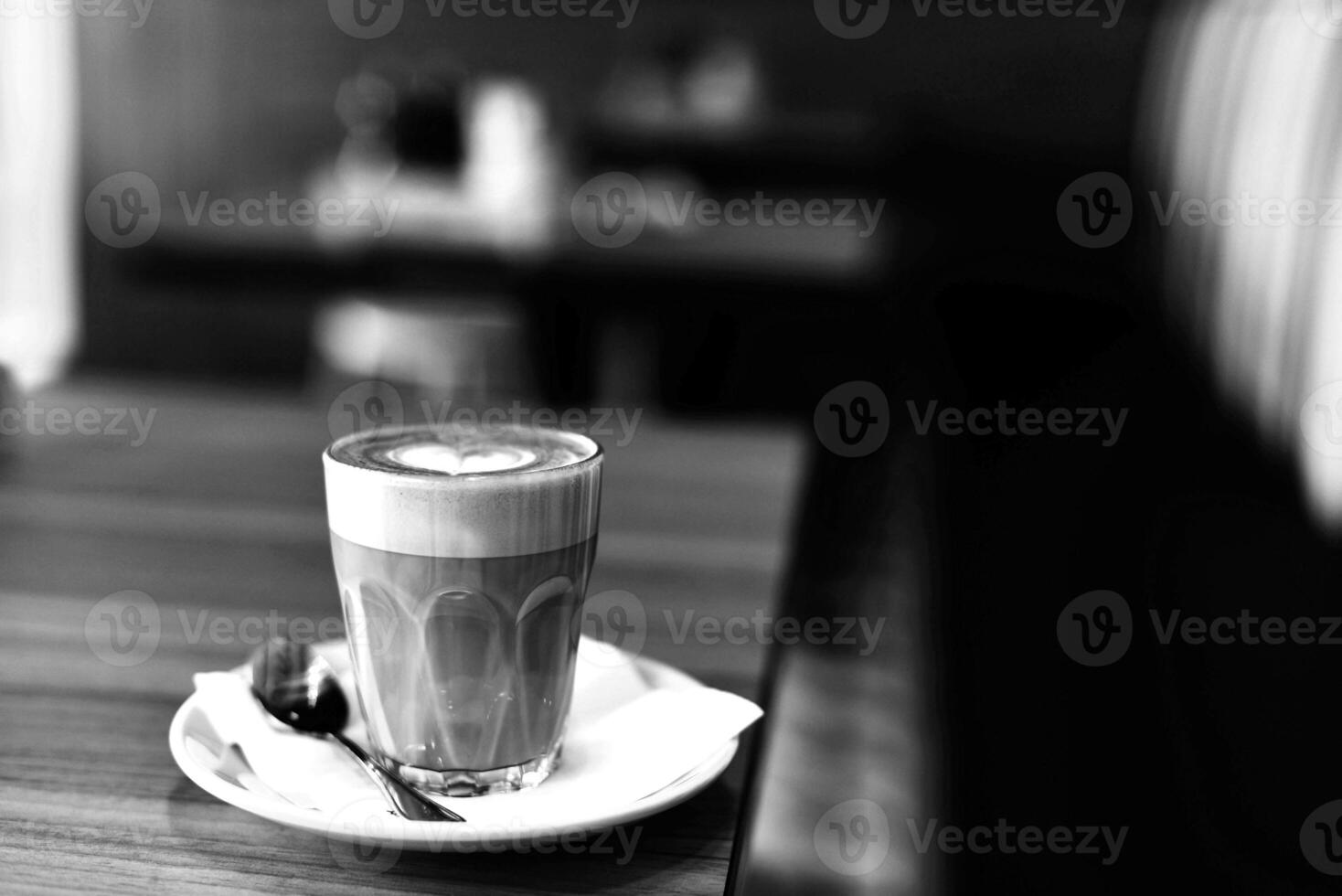 café taza cerca ver negro y blanco foto fondo, taza de té o café en el mesa