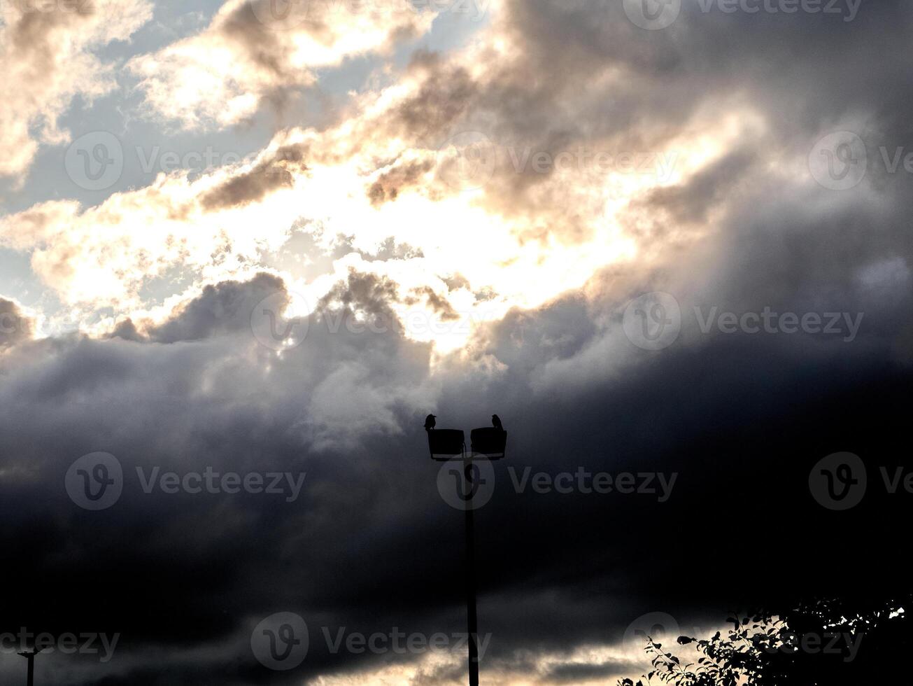 White fluffy clouds in the deep blue sky. Heaven background photo