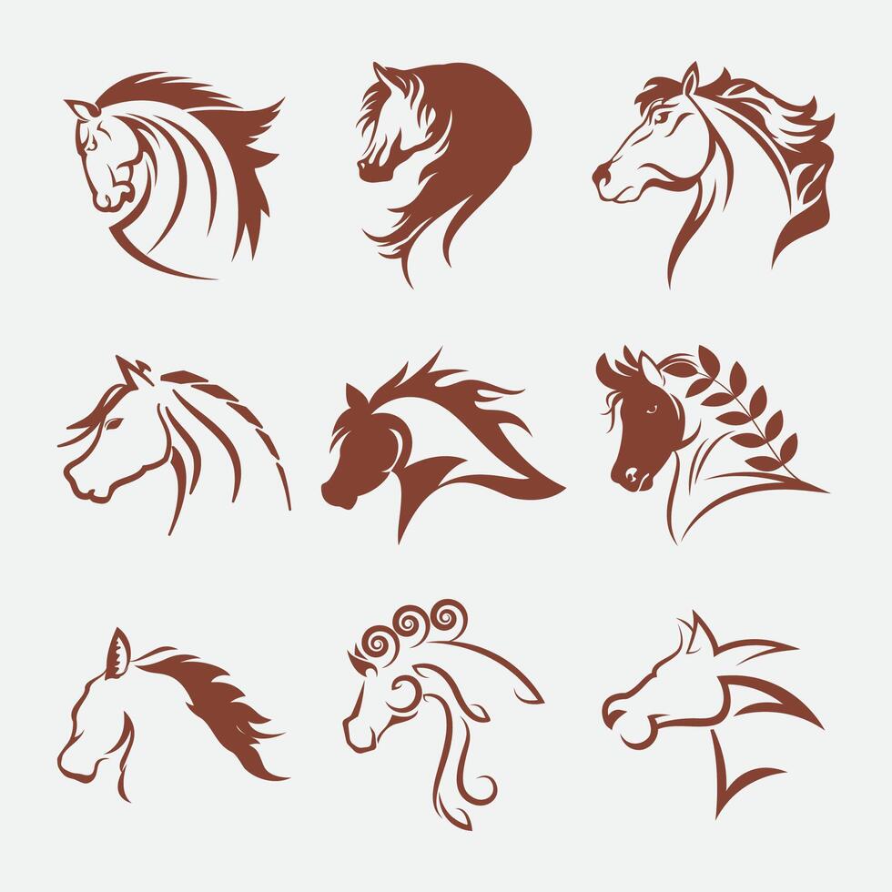 Horse icon set vector