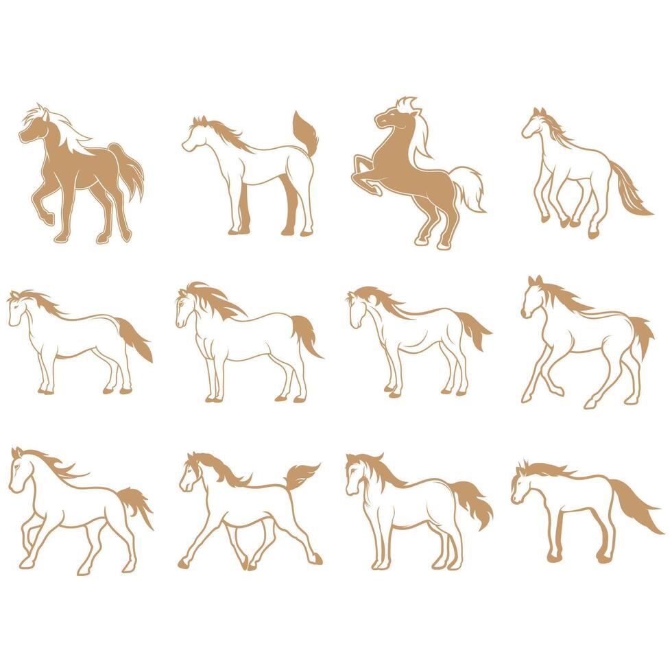 Horse icon set vector