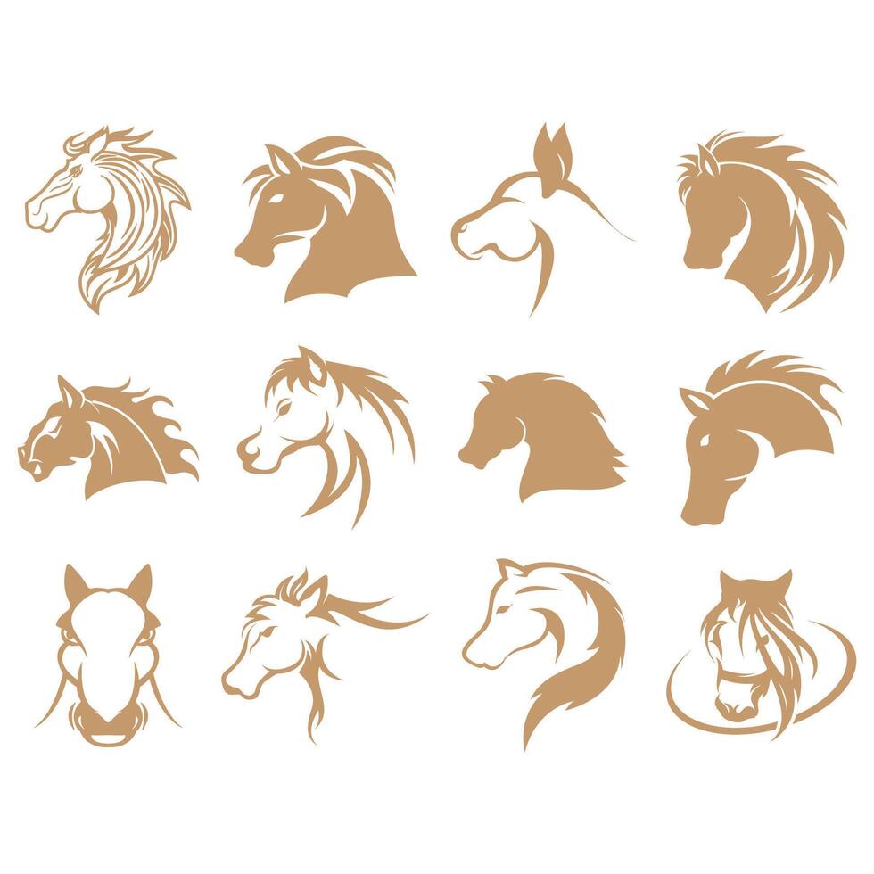 Horse icon set vector