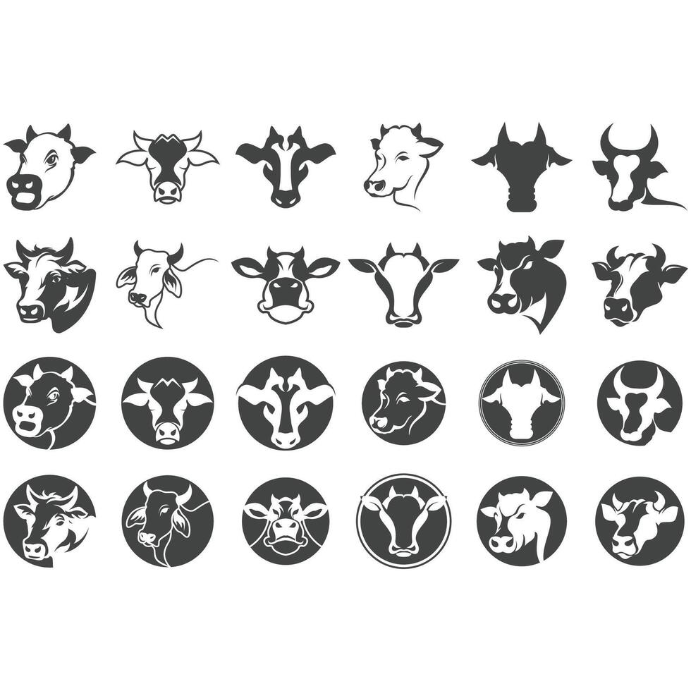 collection of cow logos vector