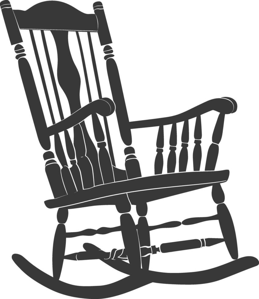 AI generated Silhouette rocking Chair black color only vector