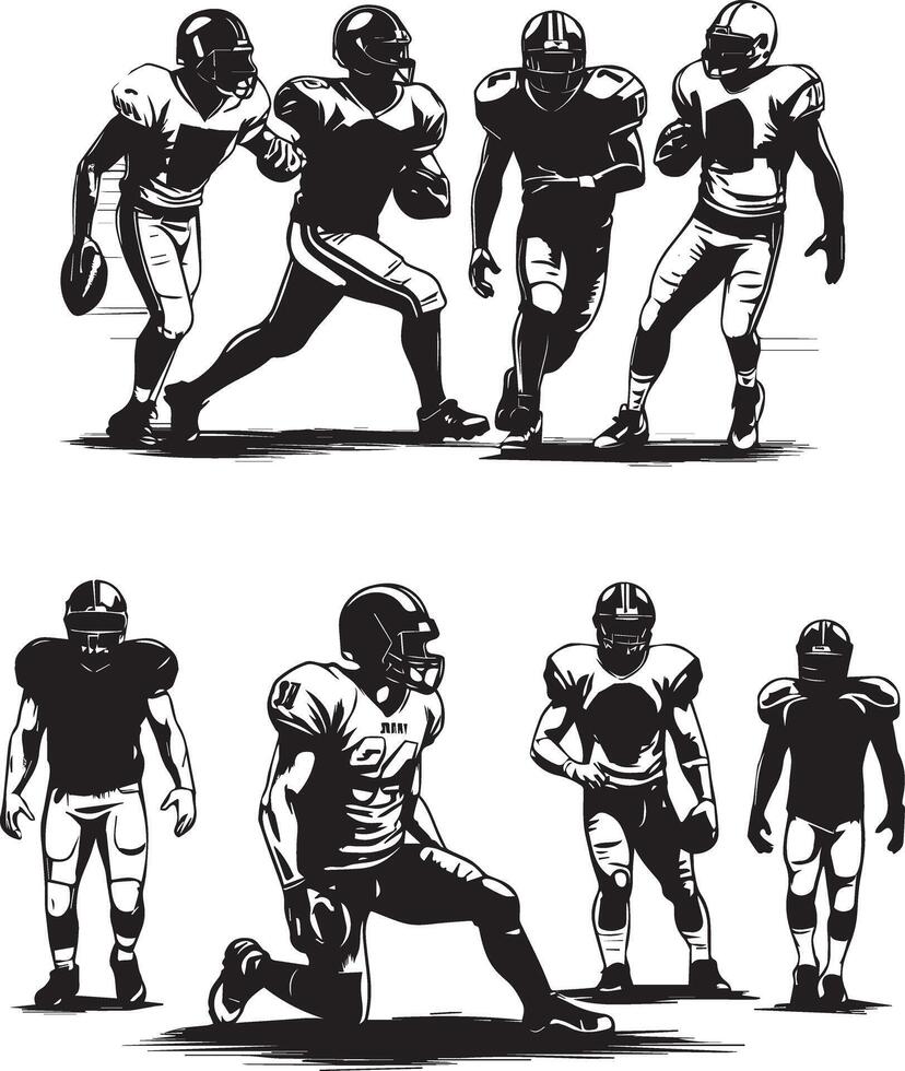 American football players silhouettes vector