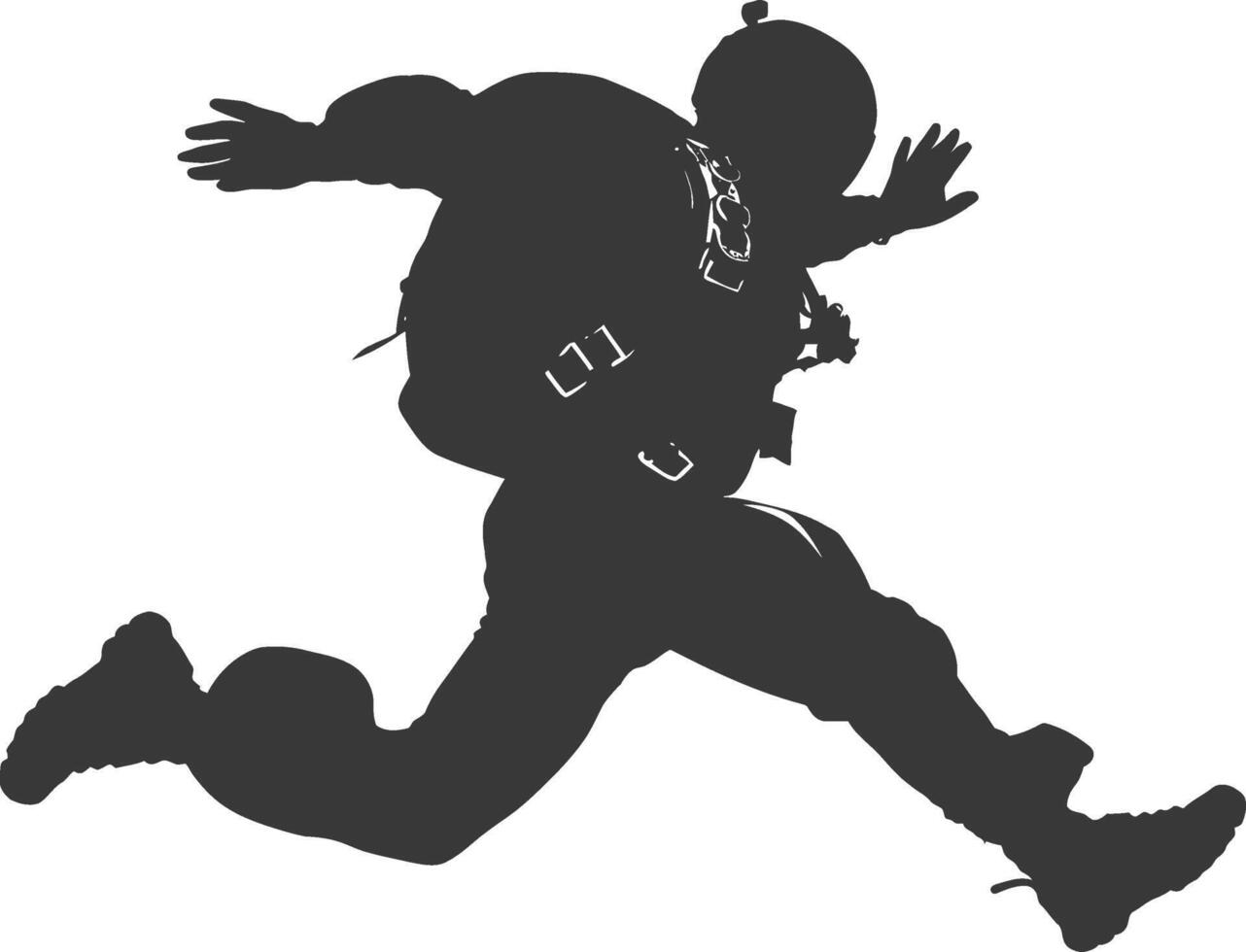 AI generated Silhouette skydiver man in action full body black color only vector