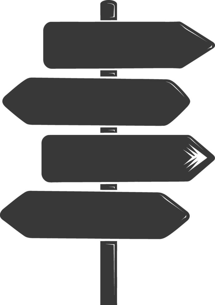 AI generated Silhouette steel directional signboard black color only vector