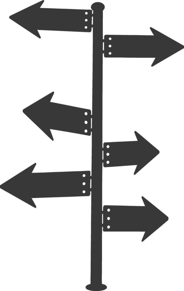 AI generated Silhouette steel directional signboard black color only vector