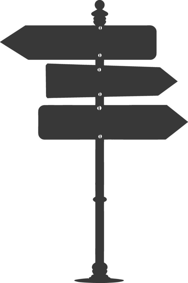AI generated Silhouette steel directional signboard black color only vector
