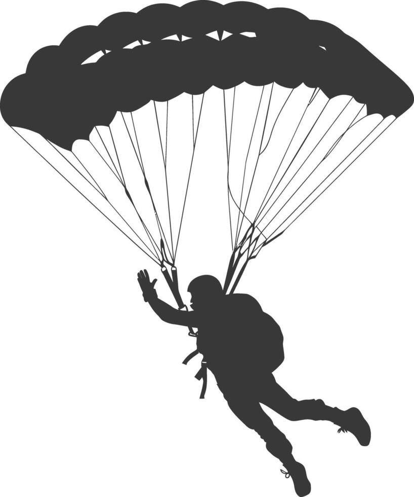 ai generado silueta paracaidista mujer lleno cuerpo negro color solamente vector