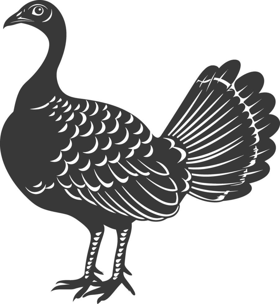 AI generated Silhouette Turkey Animal black color only full body vector