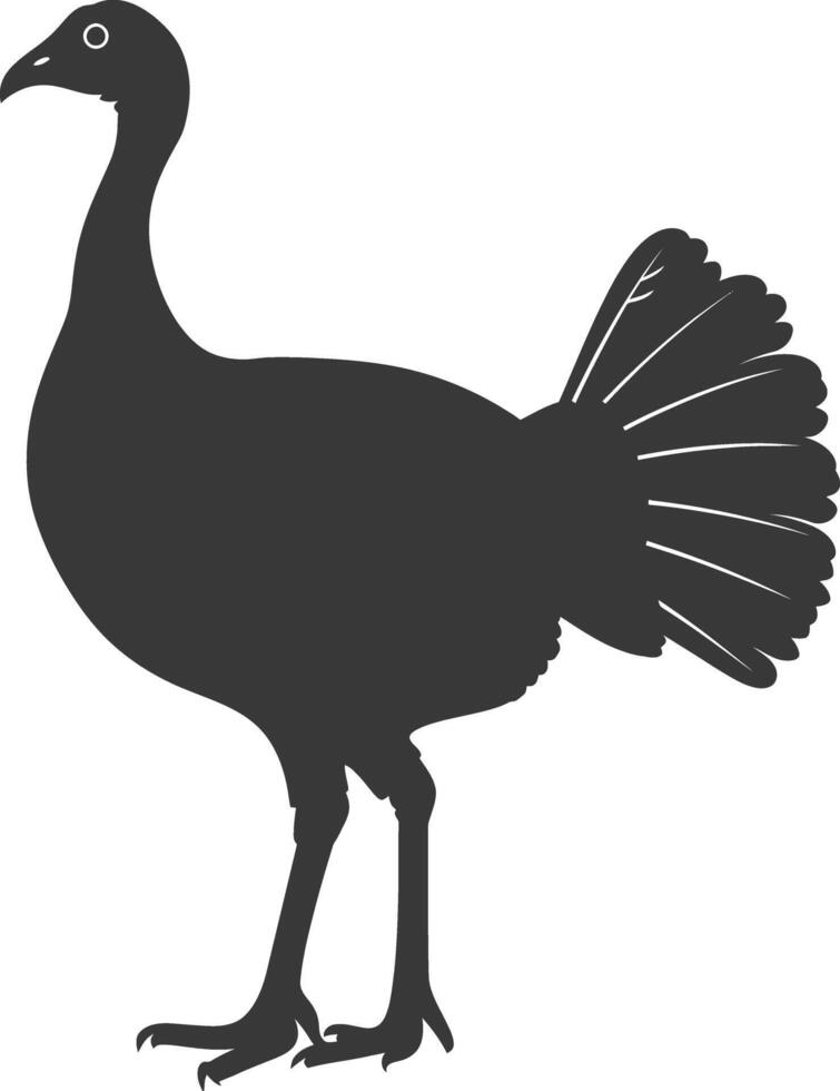 AI generated Silhouette Turkey Animal black color only full body vector