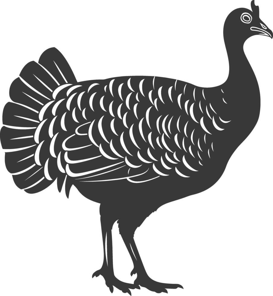 AI generated Silhouette Turkey Animal black color only full body vector