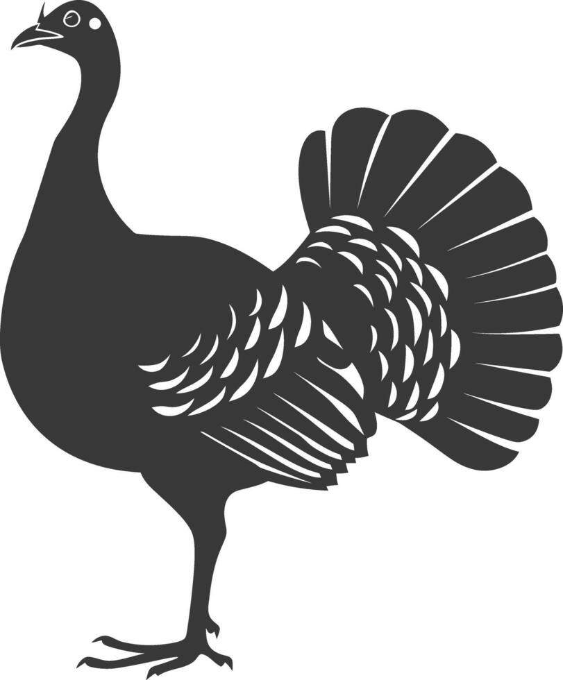 AI generated Silhouette Turkey Animal black color only full body vector