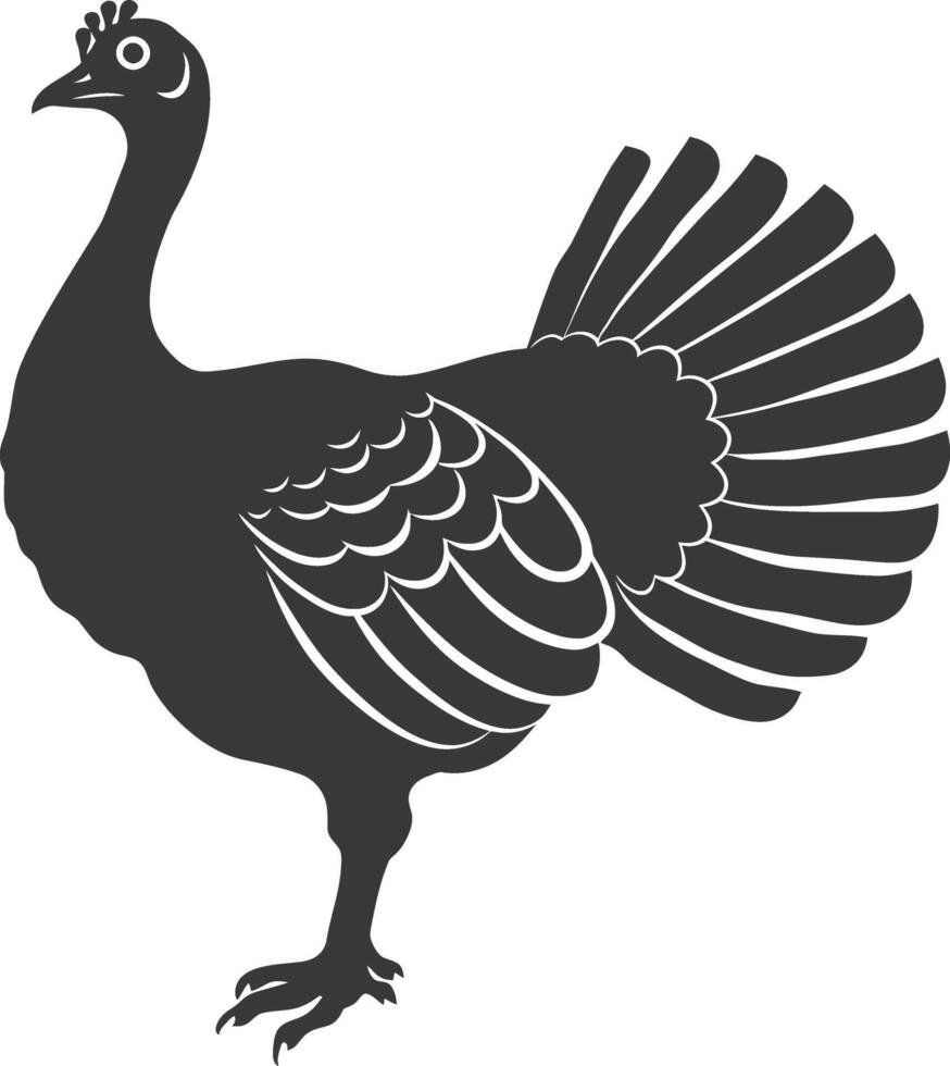 AI generated Silhouette Turkey Animal black color only full body vector