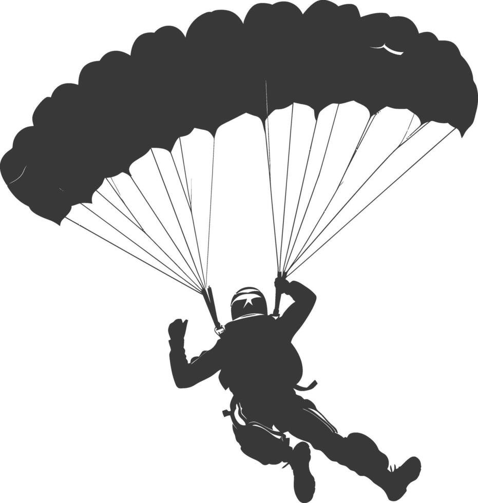 AI generated Silhouette skydiver man in action full body black color only vector