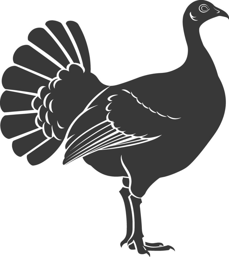 AI generated Silhouette Turkey Animal black color only full body vector