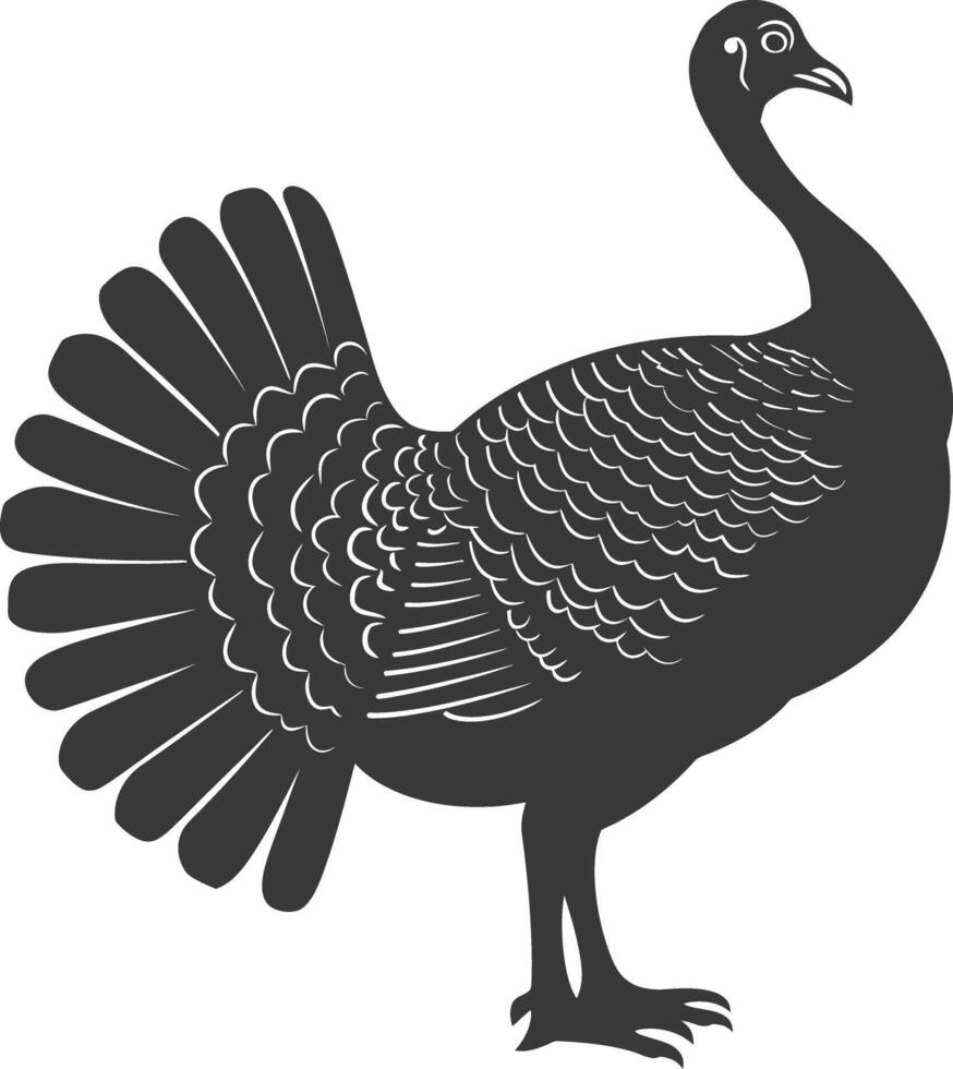 AI generated Silhouette Turkey Animal black color only full body vector