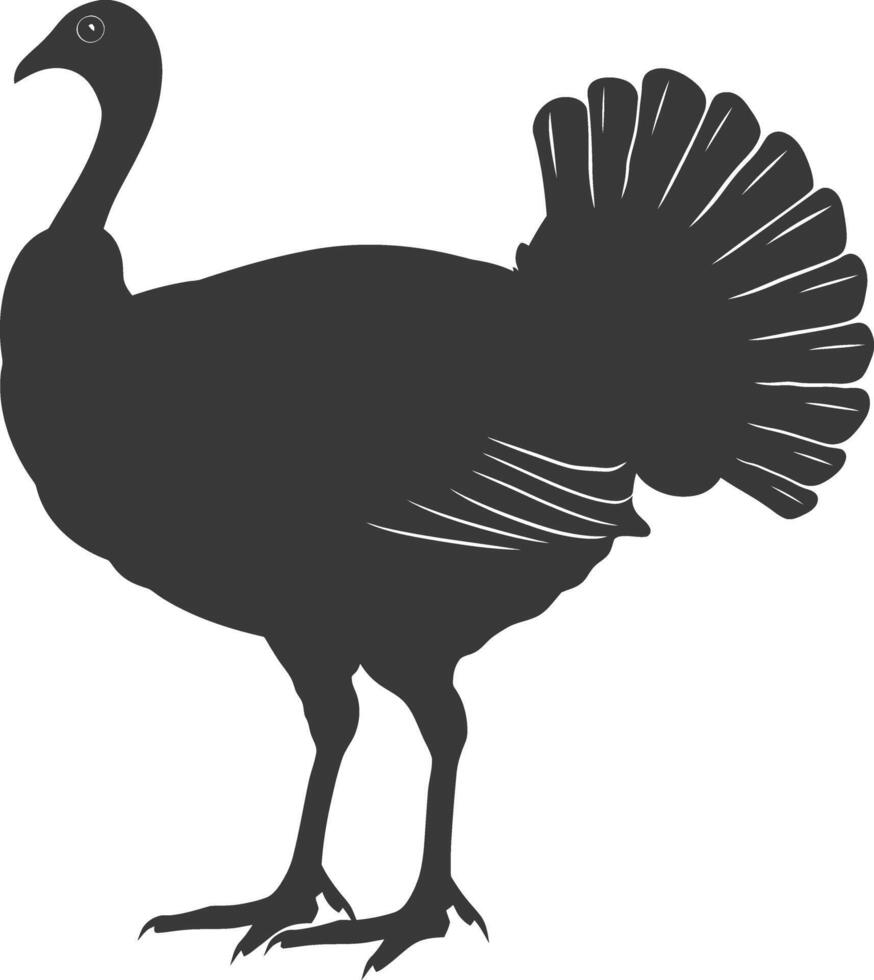 AI generated Silhouette Turkey Animal black color only full body vector