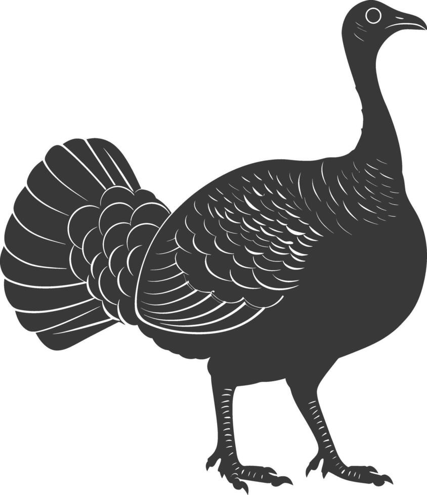 AI generated Silhouette Turkey Animal black color only full body vector