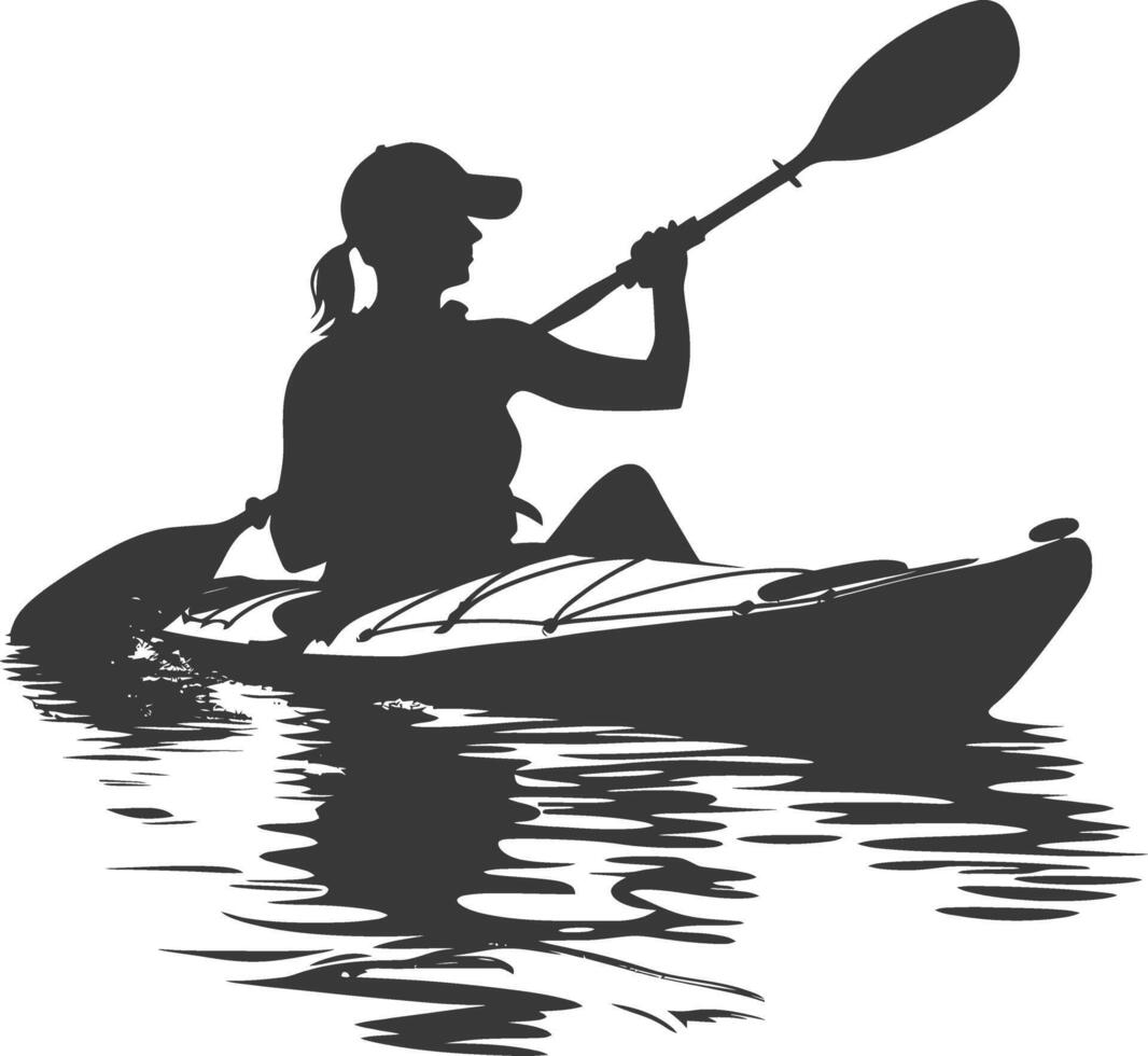 AI generated Silhouette Woman Canoe Player in action full body black color only vector