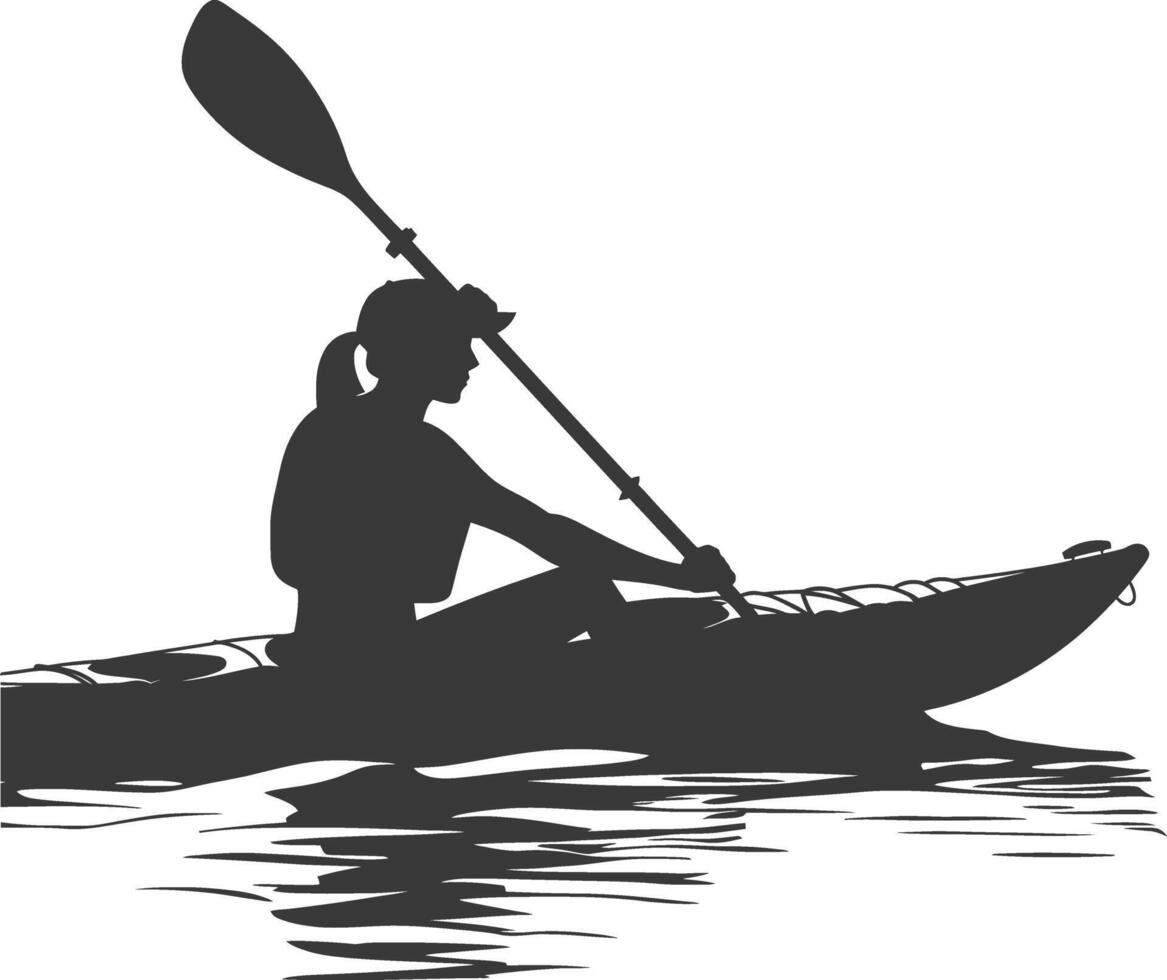 AI generated Silhouette Woman Canoe Player in action full body black color only vector