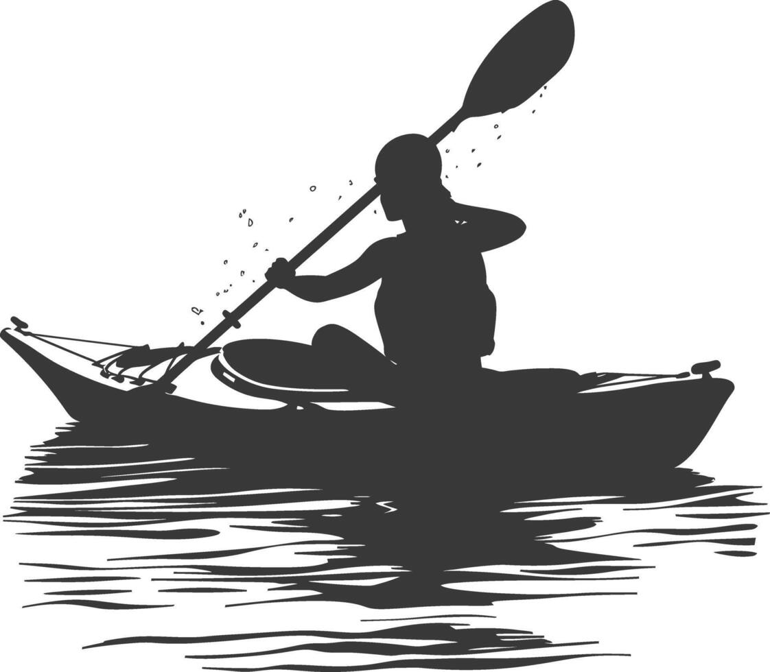 AI generated Silhouette Woman Canoe Player in action full body black color only vector