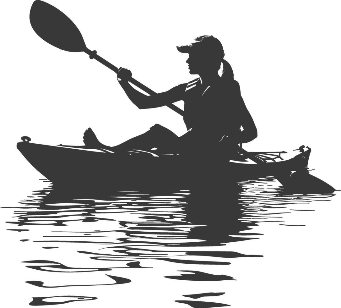 AI generated Silhouette Woman Canoe Player in action full body black color only vector