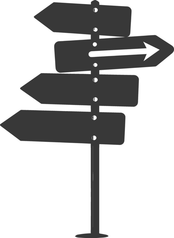 AI generated Silhouette steel directional signboard black color only vector