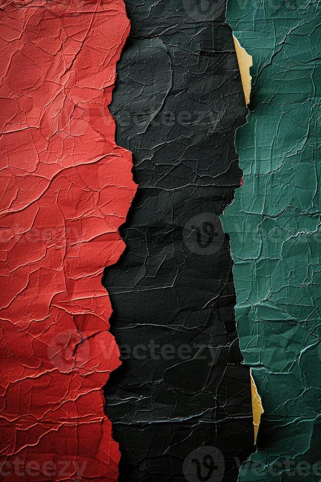 AI generated Red, black and green paper background photo