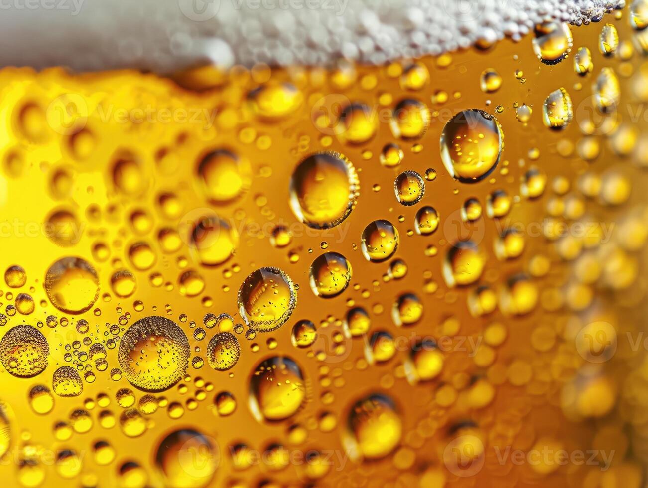 AI generated Ultra close up view of beer texture with foam photo