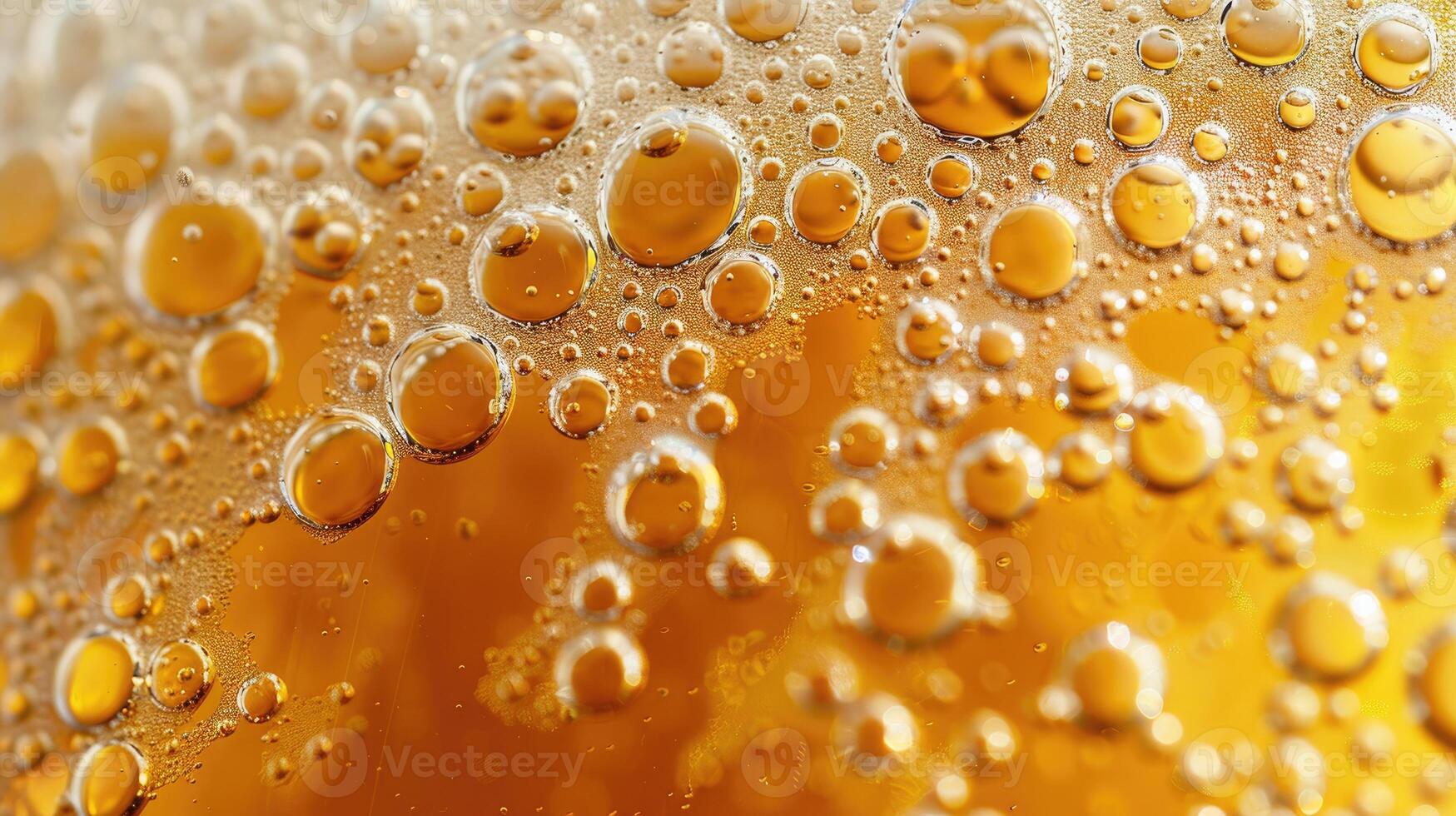 AI generated Ultra close up view of beer texture with foam photo