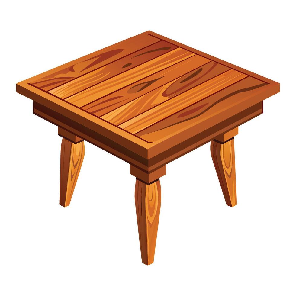 Wood Table Top Vector Illustration on White Background.
