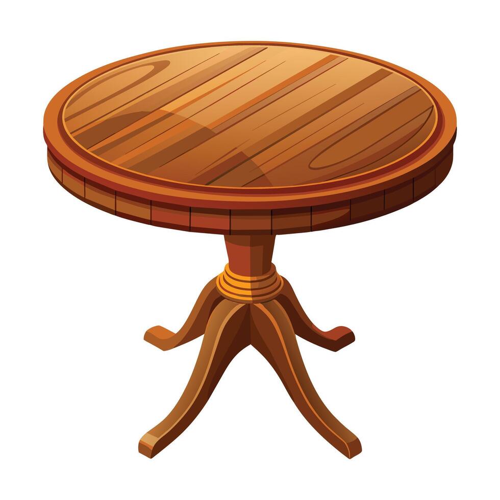 vector de redondo de madera Clásico mesa en blanco.