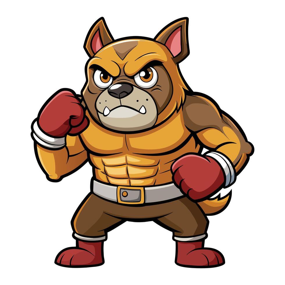 Brown Bulldog Boxer Cartoon Illustration vector