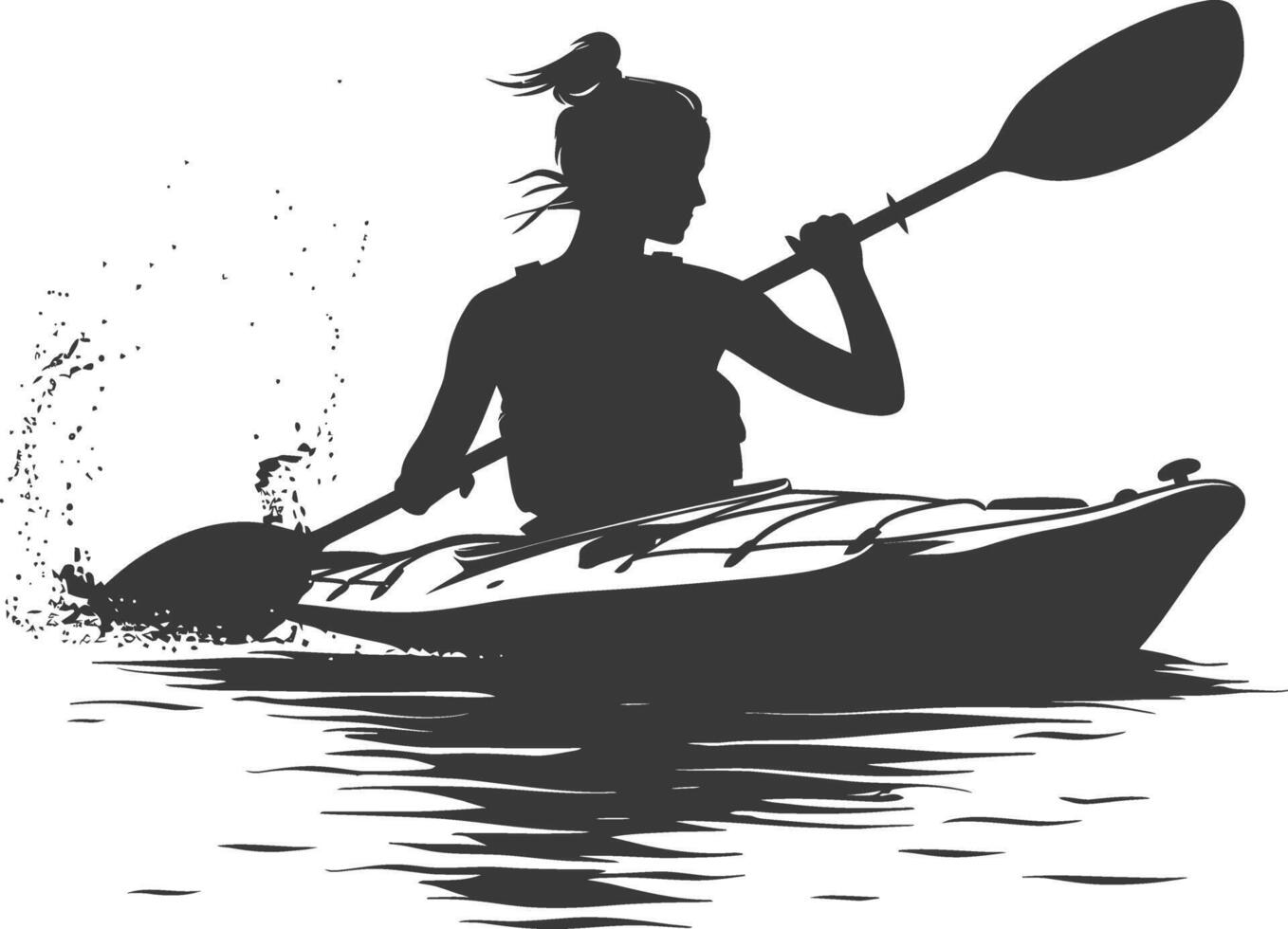 AI generated Silhouette Woman Canoe Player in action full body black color only vector