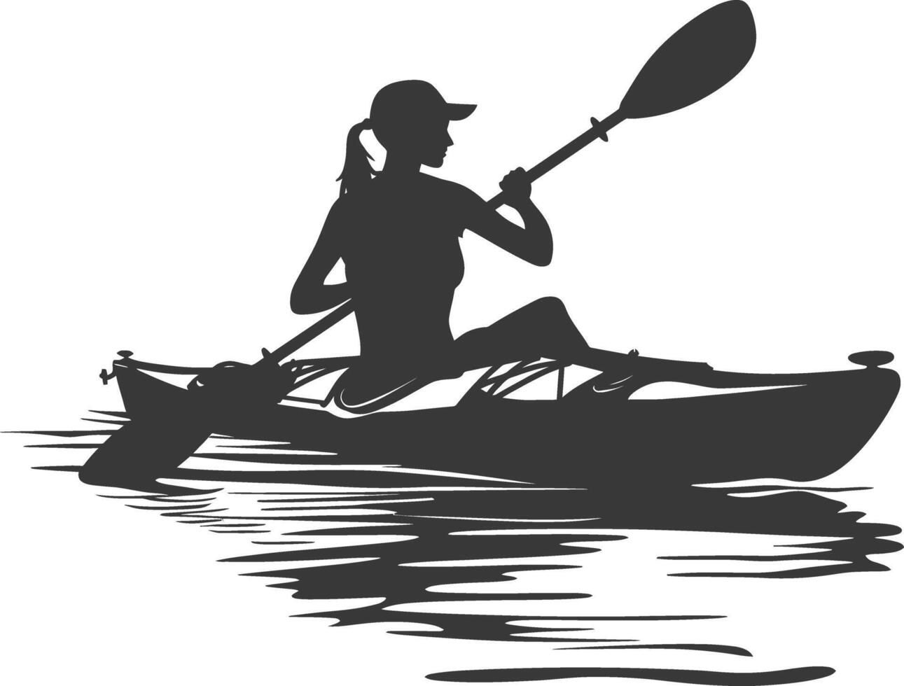 AI generated Silhouette Woman Canoe Player in action full body black color only vector