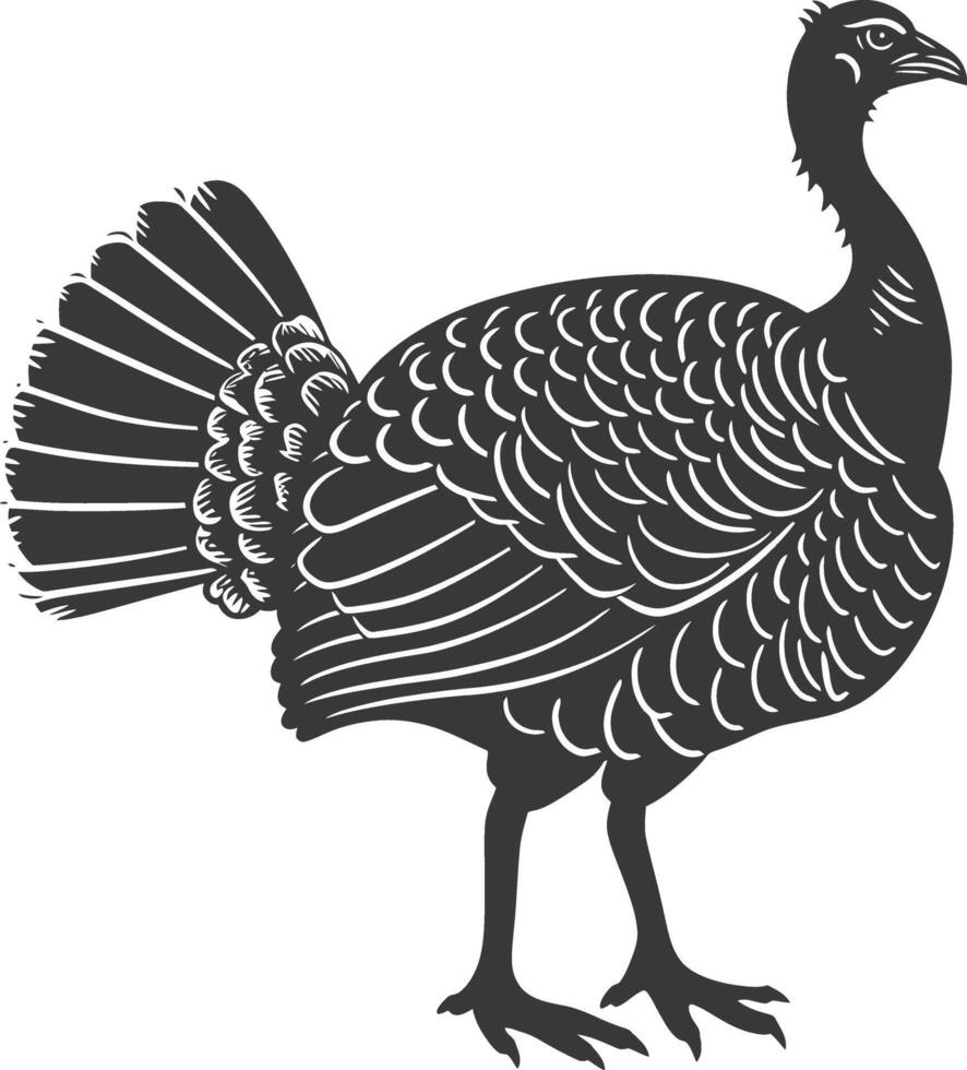 AI generated Silhouette Turkey Animal black color only full body vector