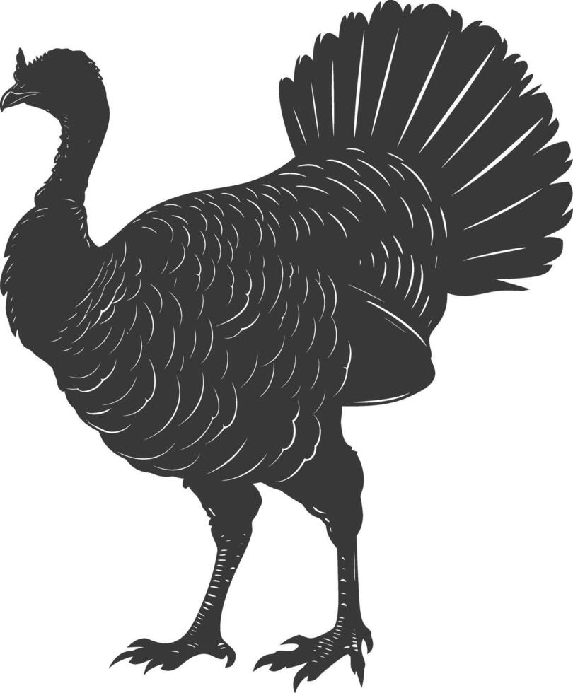 AI generated Silhouette Turkey Animal black color only full body vector